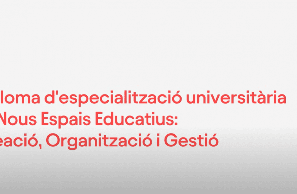 Diploma d'especialització universitària en Nous Espais Educatius: Creació, Organització i Gestió