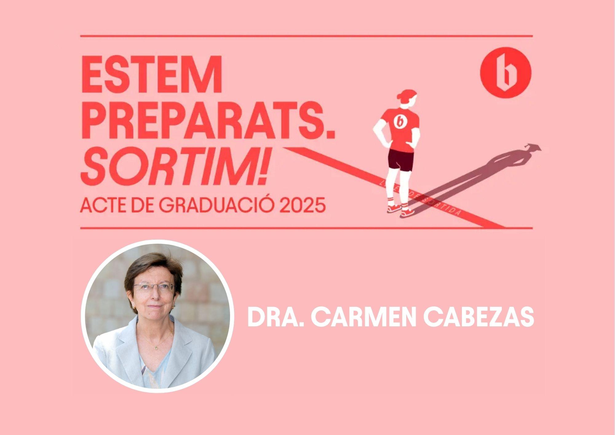 Cartell presentant la padrina de la graduació 2025 FCS, Carmen Cabezas