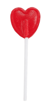 Piruleta en forma de cor vermell