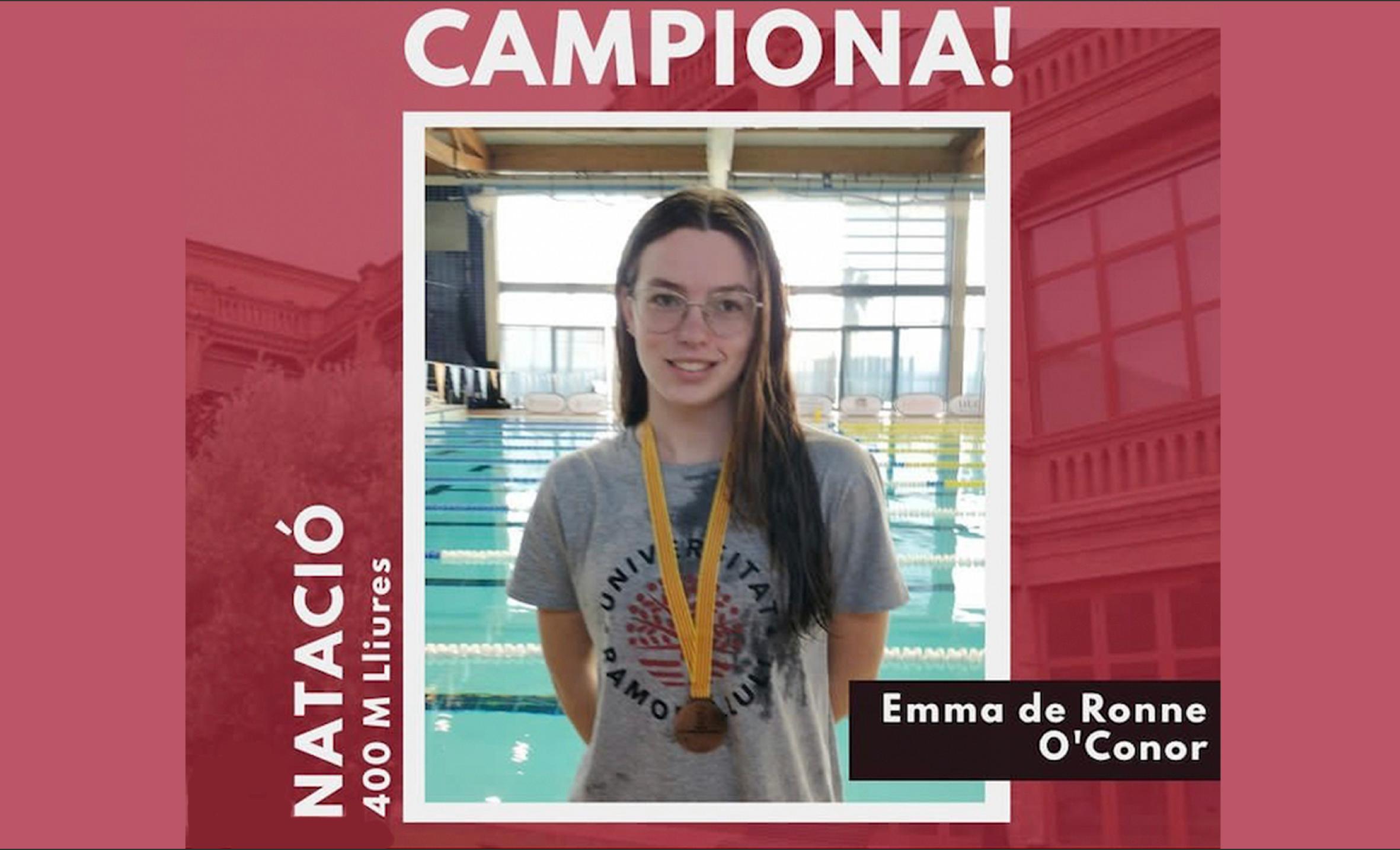 Emma De Ronne guanya el Campionat de Catalunya Universitari de Natació 2023