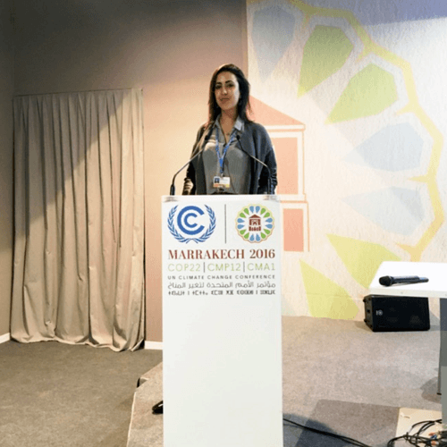 The student Natalia Ejarque, at Marrakesh Summit against climate change