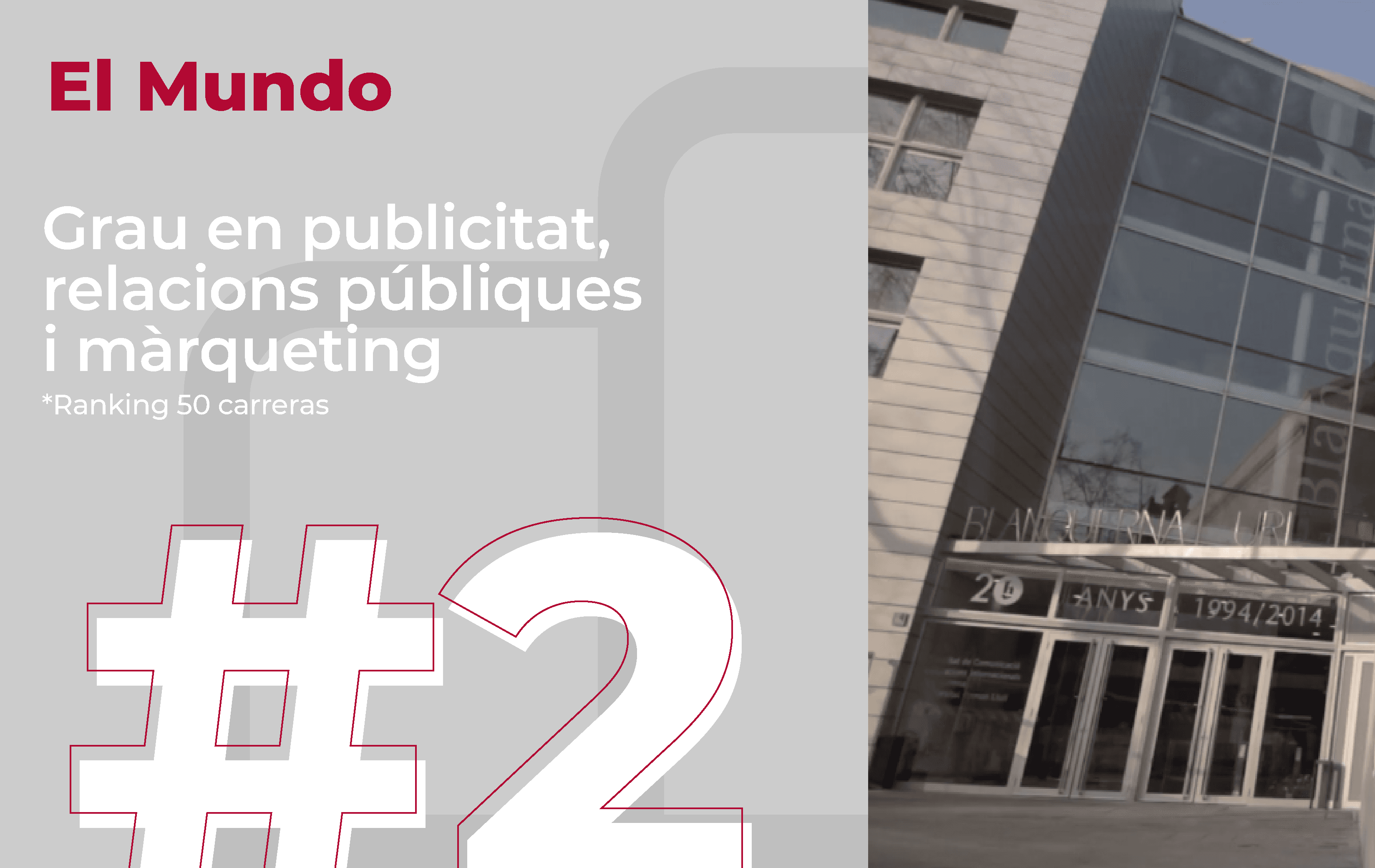 Blanquerna-URL, entre les millors universitats d’Espanya per estudiar Publicitat, Relacions Públiques i Màrqueting
