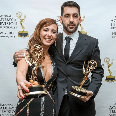 Ex-students Andrea Marroquin and Pablo Bujosa, prize-winners in NY Emmy Awards